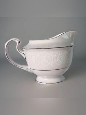 Vintage Sone China Japan Moderne 2467 Fine Porcelain Creamer Pitcher Silver Trim